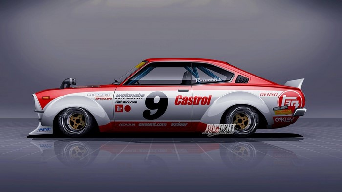 Red and white Toyota race car with number 9