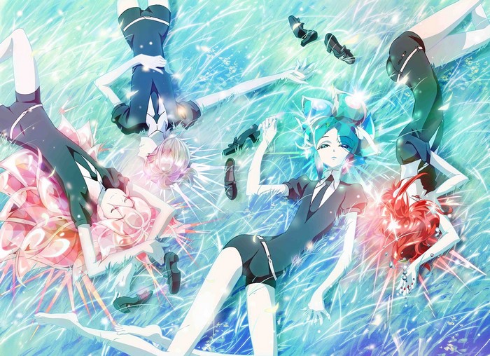 Houseki no Kuni characters lying on grass