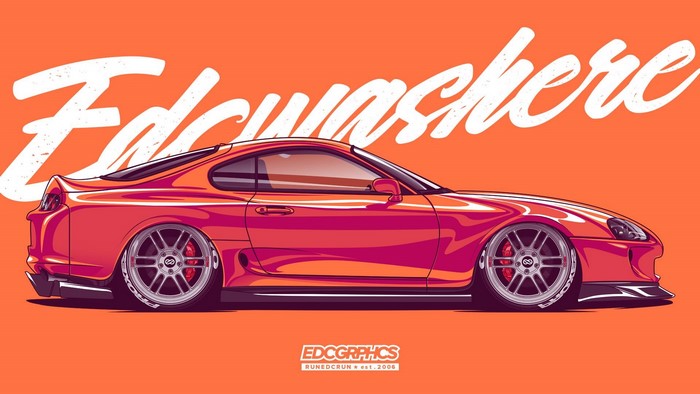 Toyota Supra JDM Side View Illustration