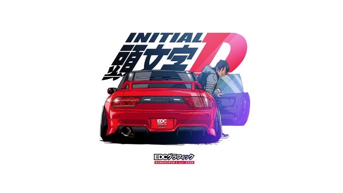 Initial D Red Nissan 240SX Render