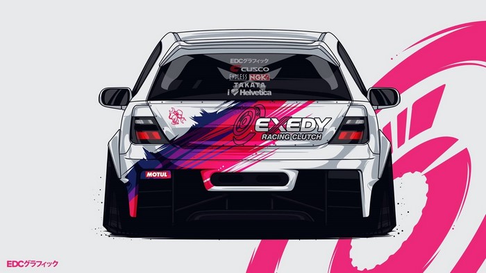 EDC Graphics JDM Car Rear View Digital Art