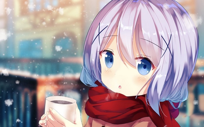 Kafuu Chino in Winter with Coffee