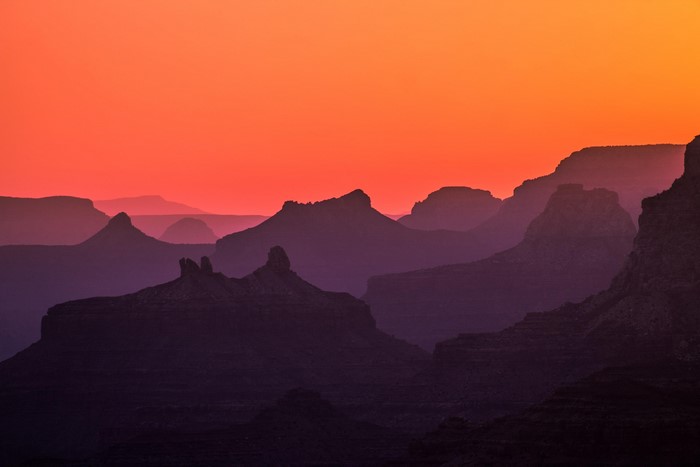 Grand Canyon at sunset with colorful sky
