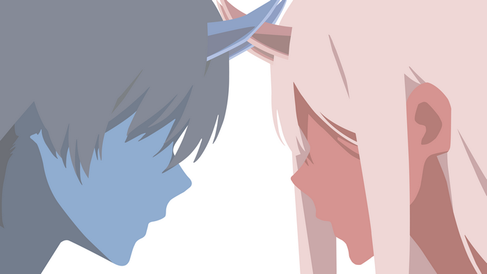Zero Two and Code:016 from Darling in the FranXX minimalism 4K
