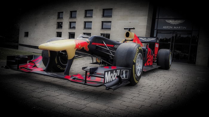 Red Bull Formula 1 car at Aston Martin building