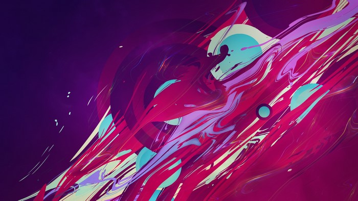 Abstract digital art with pink, red, and purple swirls