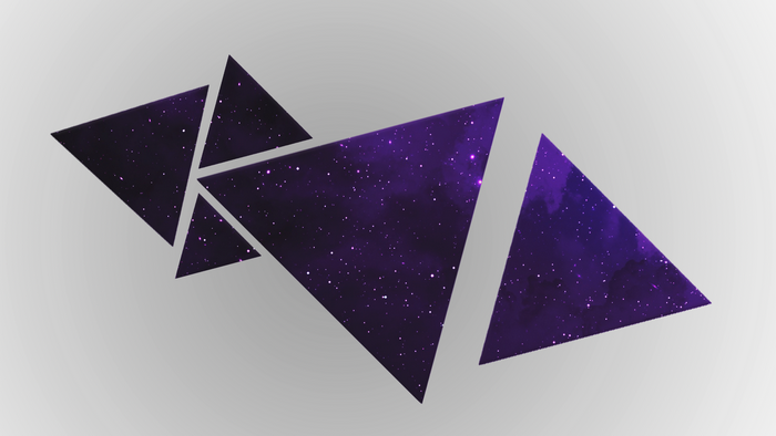 Minimalist purple galaxy triangles on white background
