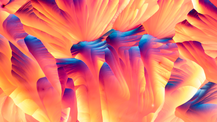 Microscopic view of colorful crystals