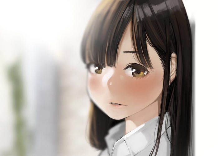 Anime girl with brown hair and eyes