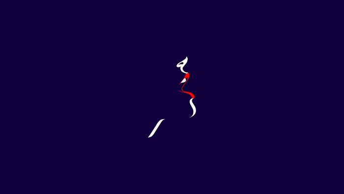 Minimalist vector illustration of a woman's profile with red lips