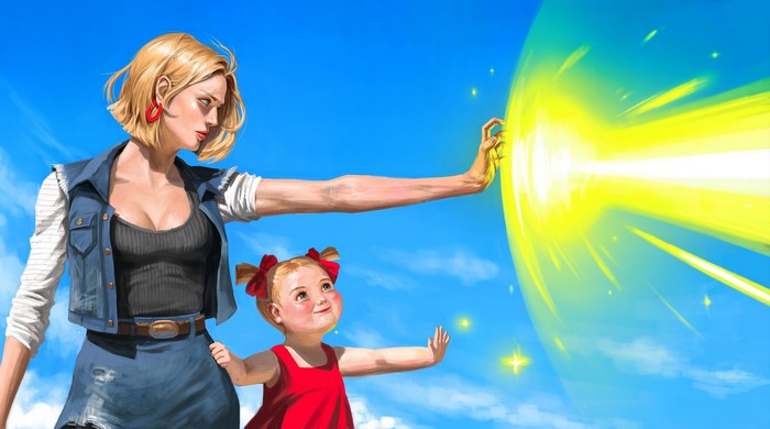 Android 18 and child from Dragon Ball Z