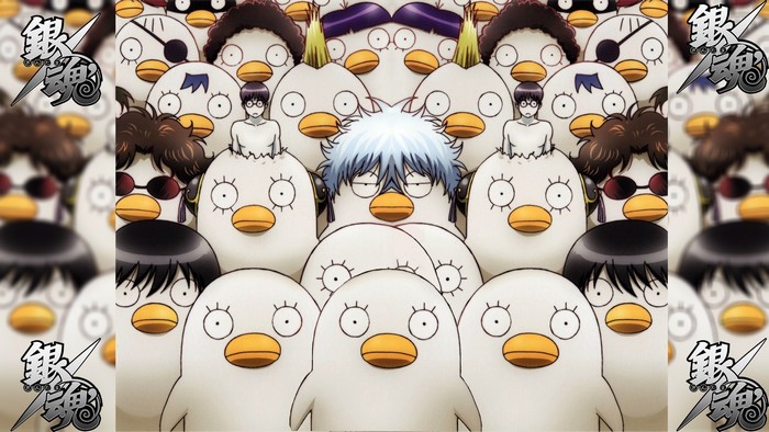 Gintama anime characters and duck-like creatures