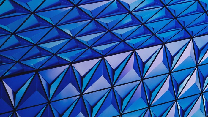 Abstract blue geometric architectural pattern