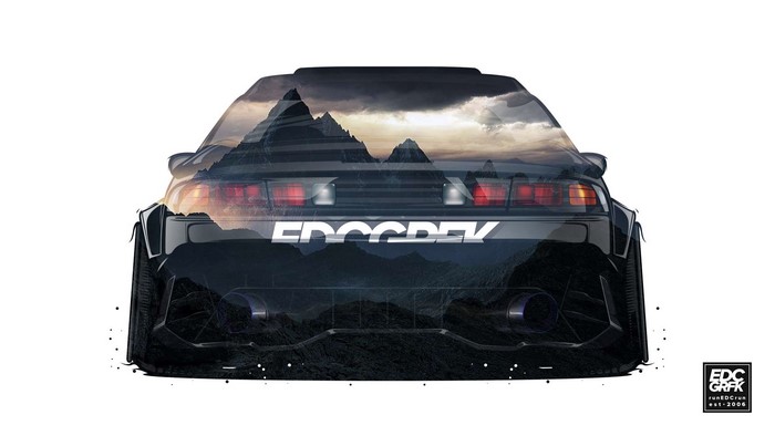 Nissan Silvia S14 with mountain overlay by EDC Graphics
