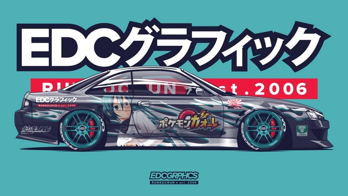 Nissan Silvia S14 Itasha with Pokémon Gaole livery