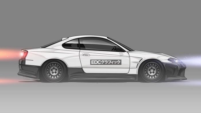 White Nissan Silvia S15 JDM car by EDC Graphics