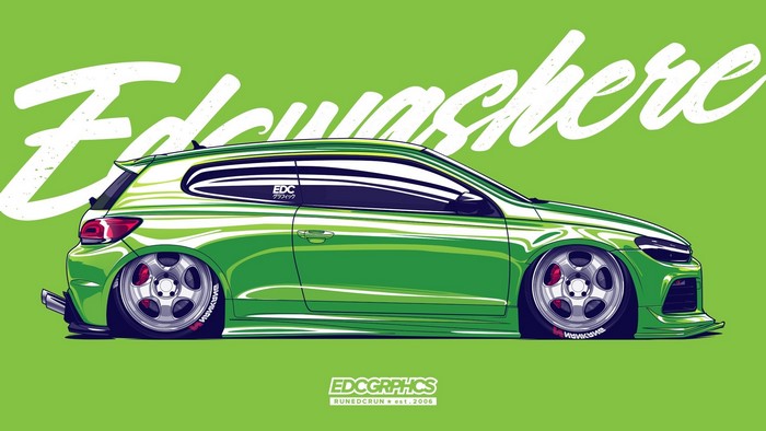 Green Volkswagen Scirocco by EDC Graphics