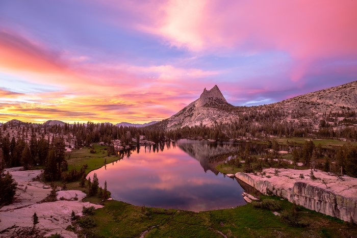 Yosemite National Park lake at sunset
