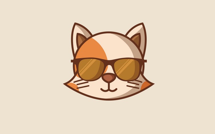 Minimalist cat wearing sunglasses