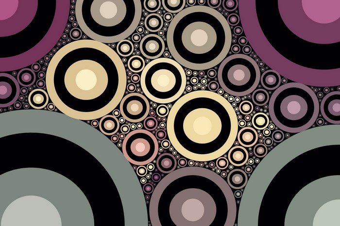 Abstract circles in purple, beige, and gray