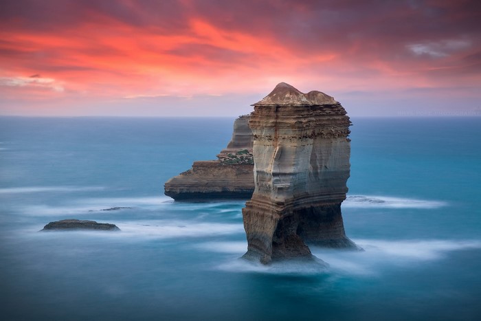 Rock formations in the sea at sunset, Australia