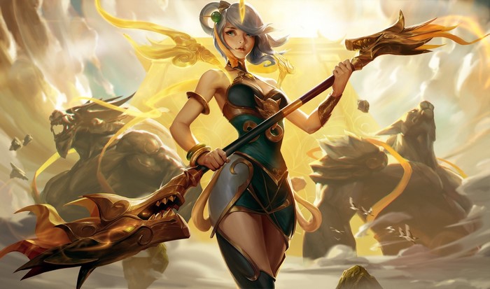 Lux from League of Legends with a staff