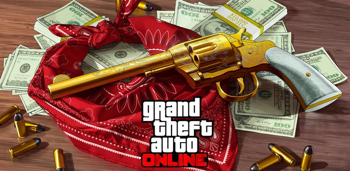 Grand Theft Auto Online: Gold Revolver, Money, and Bandana