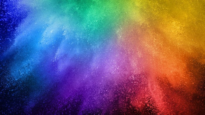 Colorful powder explosion with rainbow colors