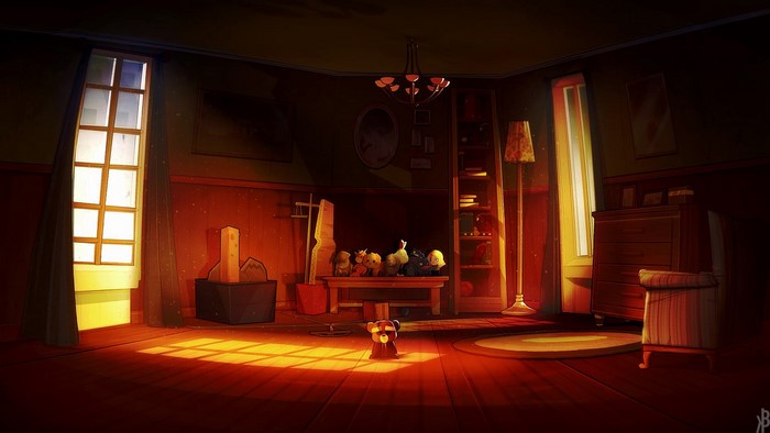 Interior of a room with stuffed animals