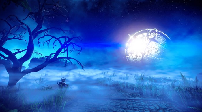 Nyx from Warframe on a moonlit night