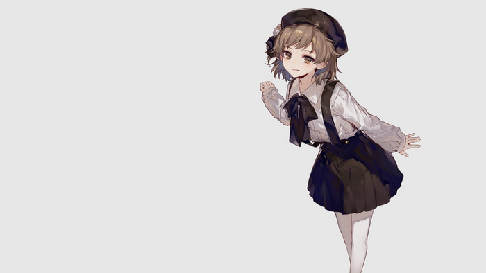 Anime girl with beret and skirt