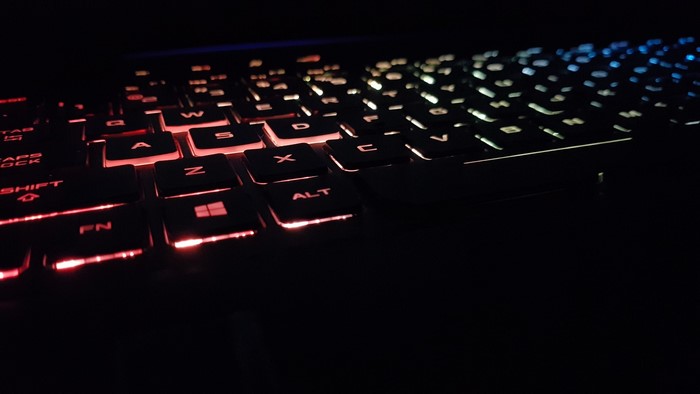 Republic of Gamers laptop keyboard with RGB lighting