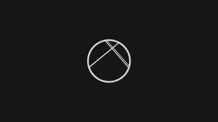 Minimalist geometric circle with lines on black background