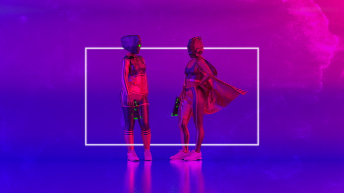 Dark Cyberpunk Women with Laser Pistols