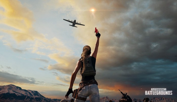PlayerUnknown's Battlegrounds character with airplane