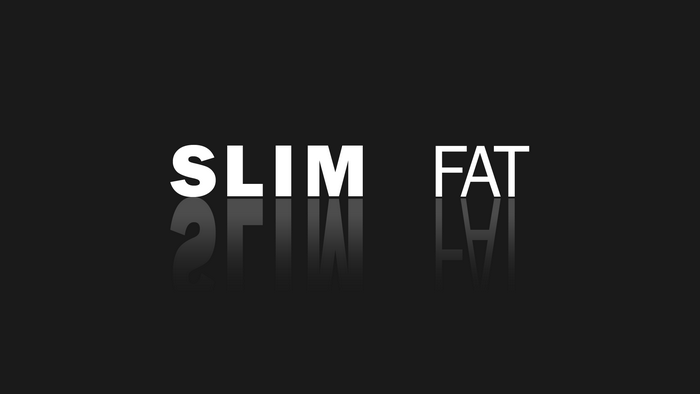 SLIM FAT typography with reflection