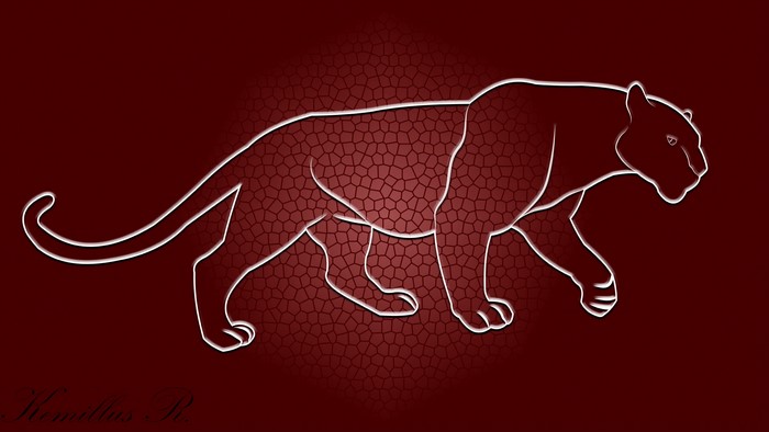 Abstract leopard silhouette on red background