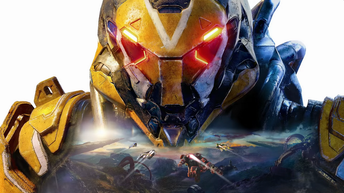 Anthem Javelin suit with a landscape background