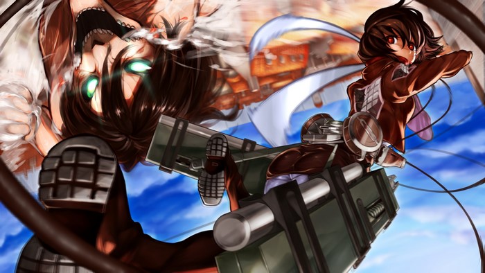 Eren Yeager and Mikasa Ackerman from Attack on Titan