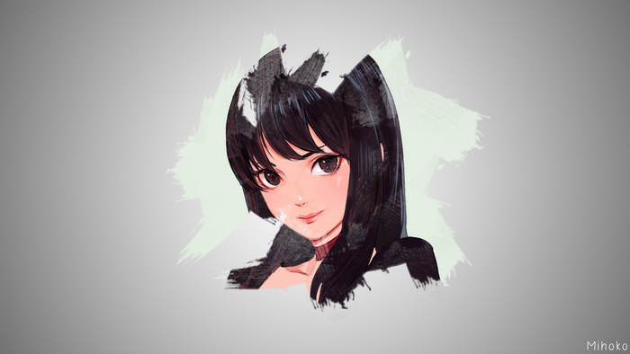 Anime girl with black hair and black eyes