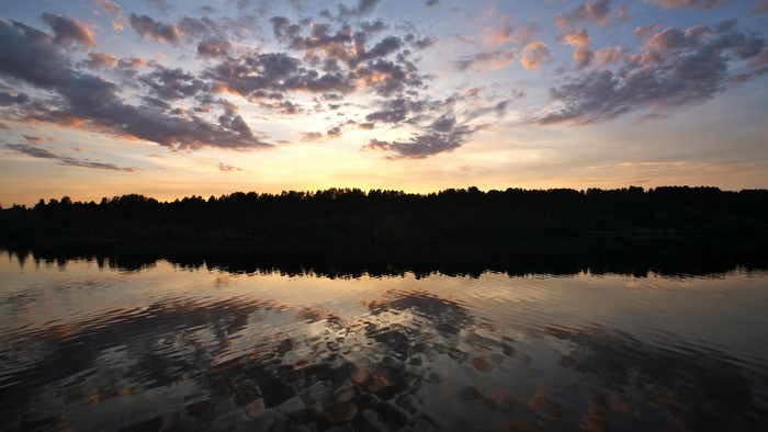 Sunset over the Volga River in Russia