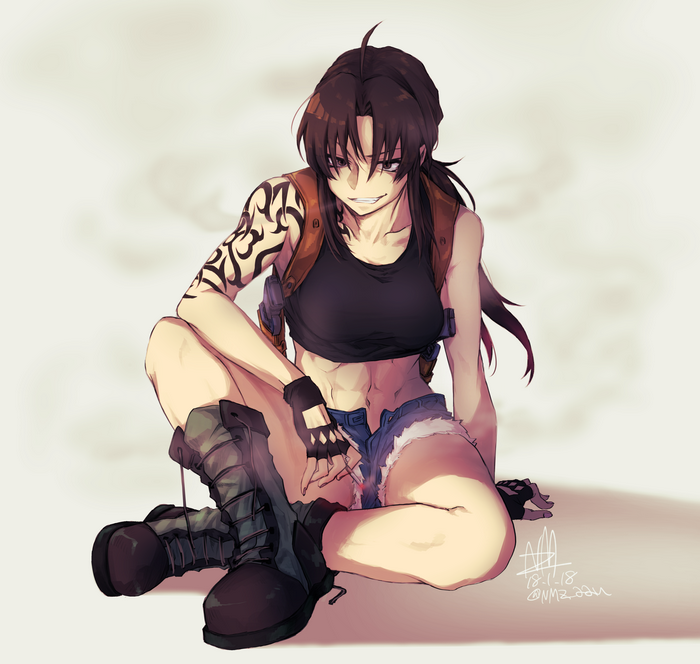 Revy from Black Lagoon with Tattoo and Cigarette