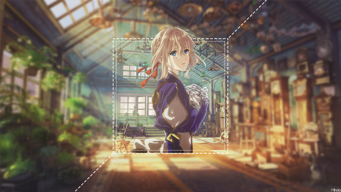 Violet Evergarden in a greenhouse