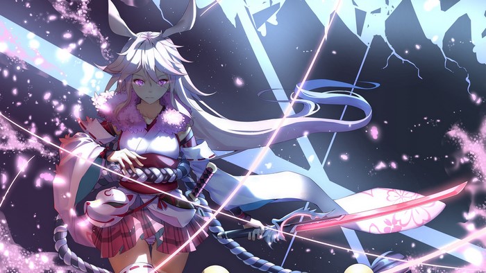 Anime girl with bunny ears and sword