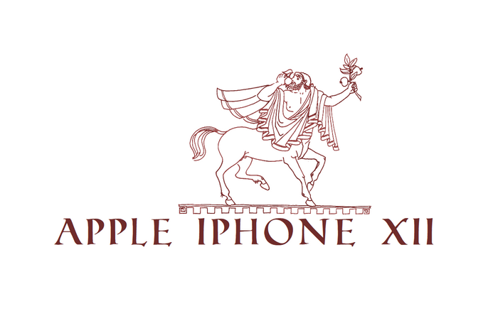 Apple iPhone XII logo with centaur illustration