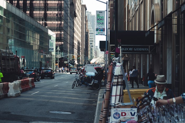 New York City Street Scene with Bergdorf Goodman