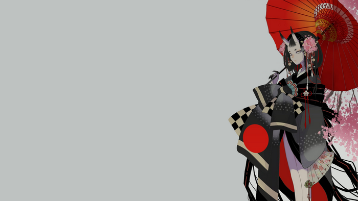 Anime girl with horns and umbrella