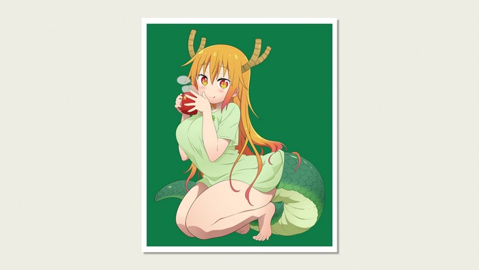 Tohru from Kobayashi-san Chi no Maid Dragon drinking from a mug