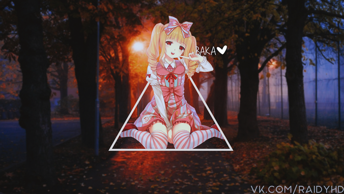 Anime girl with "Baka" text and heart