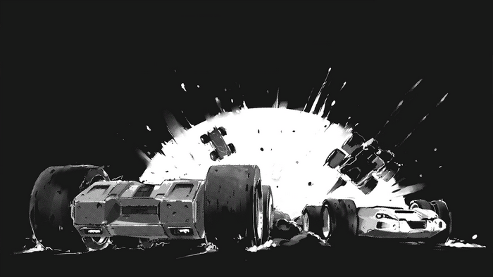 Cars in an explosion